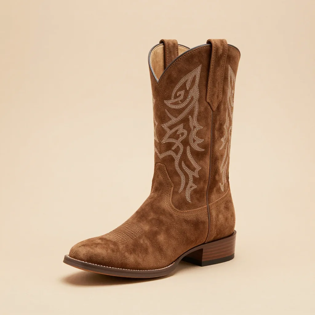 A suede gaucho boot on a light background