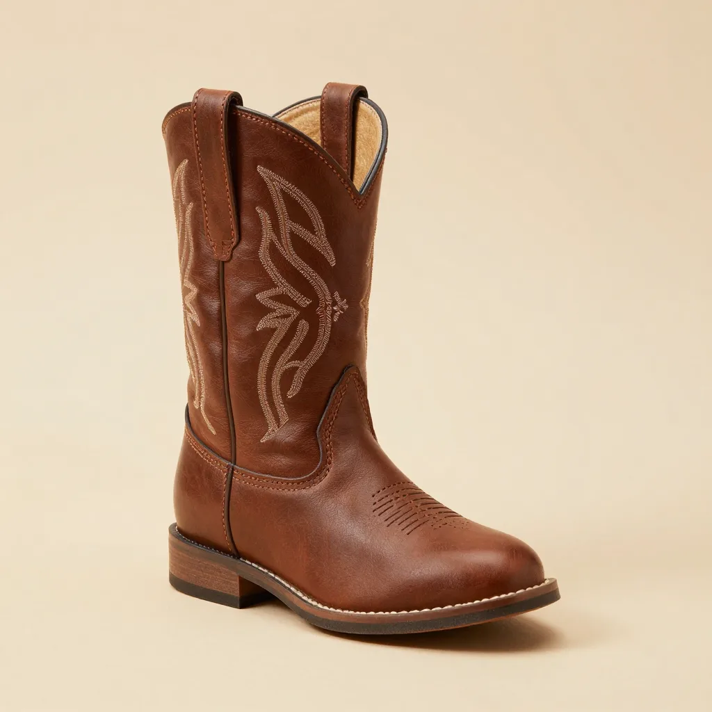 A kids leather gaucho boot on a light background