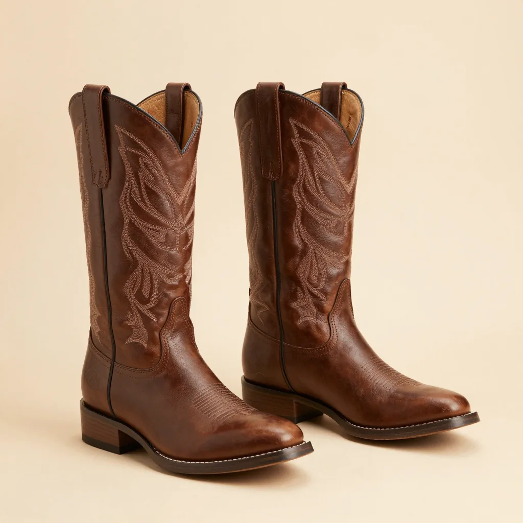 Two pairs of gaucho boots on a light background